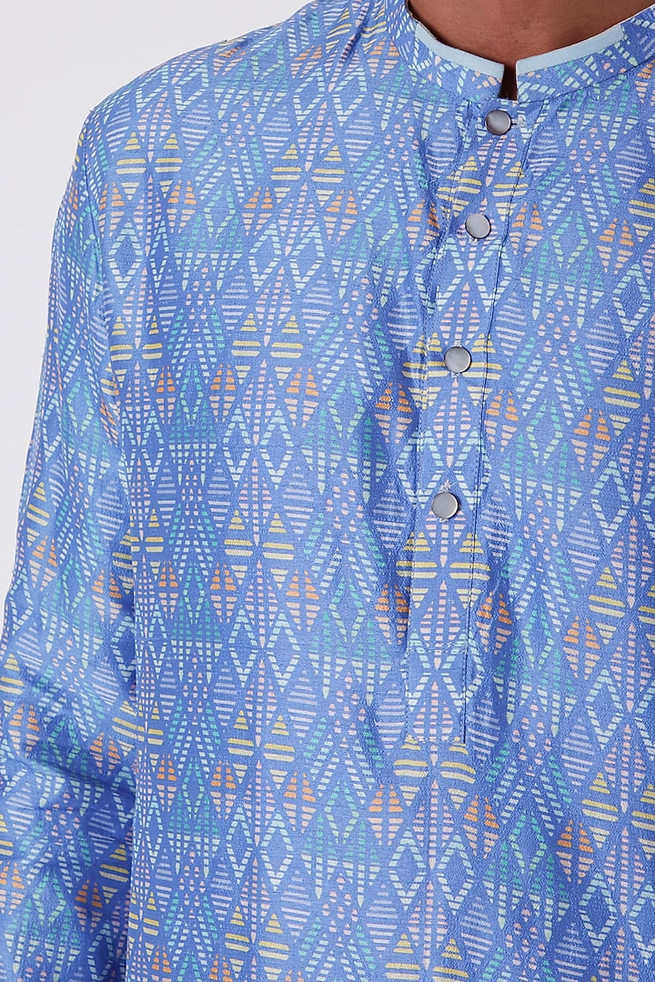 Cobalt Blue Digital Printed Kurta Set by Bubber Couture at Pernia's Pop Up Shop
