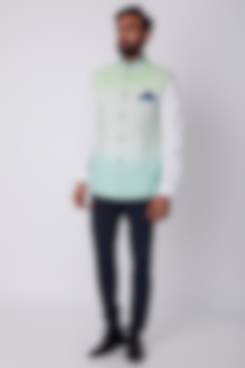 Mint Blue Ombre Reversible Bundi Jacket by Bubber Couture
