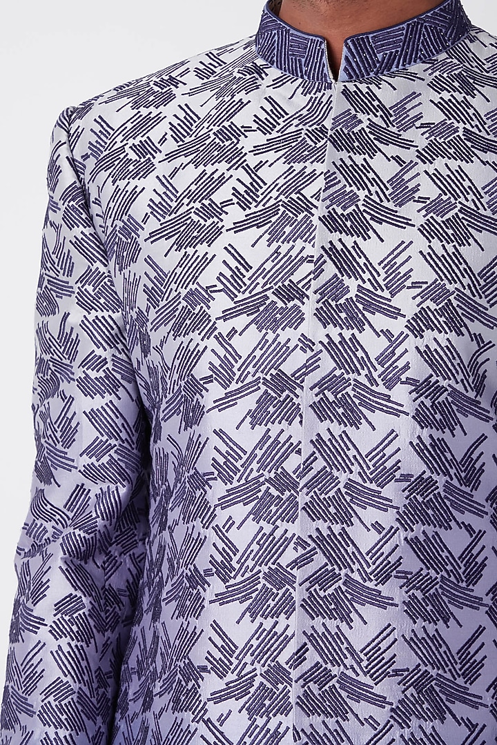 Purple Embroidered Ombre Achkan by Bubber Couture at Pernia's Pop Up Shop