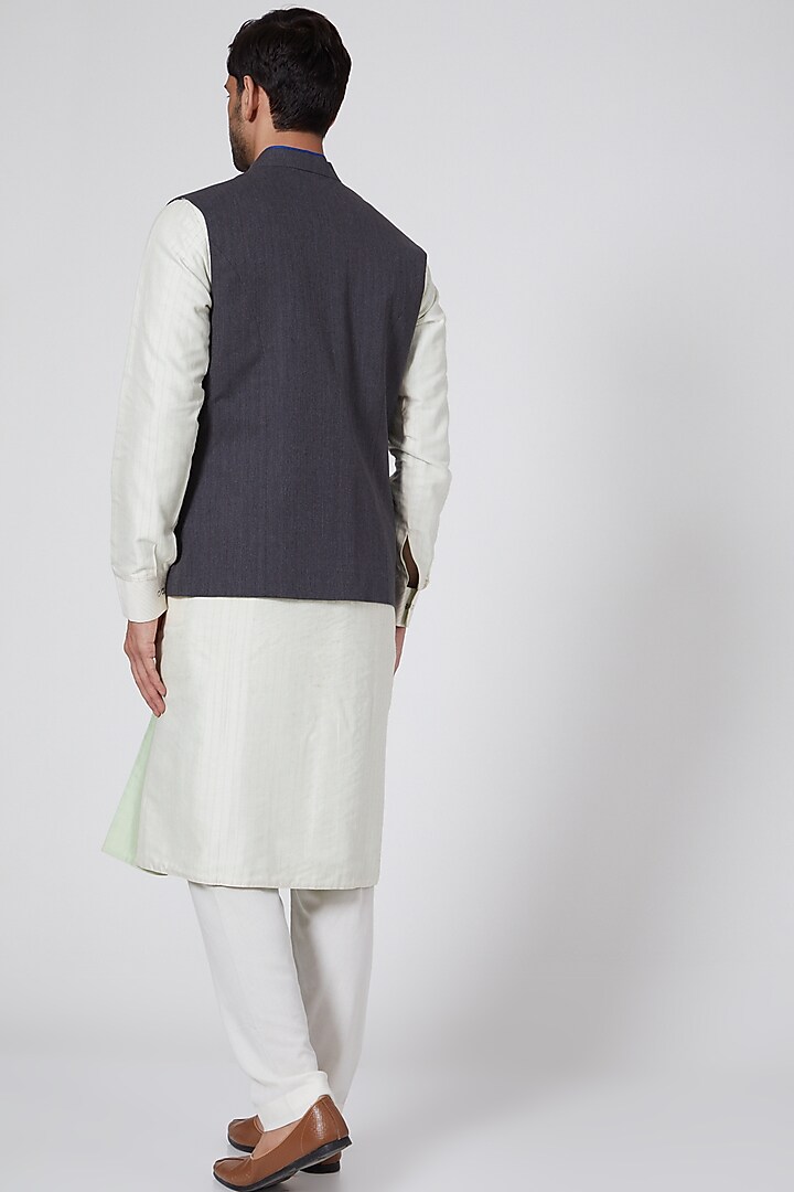 Grey Printed Bundi Jacket by Bubber Couture at Pernia's Pop Up Shop
