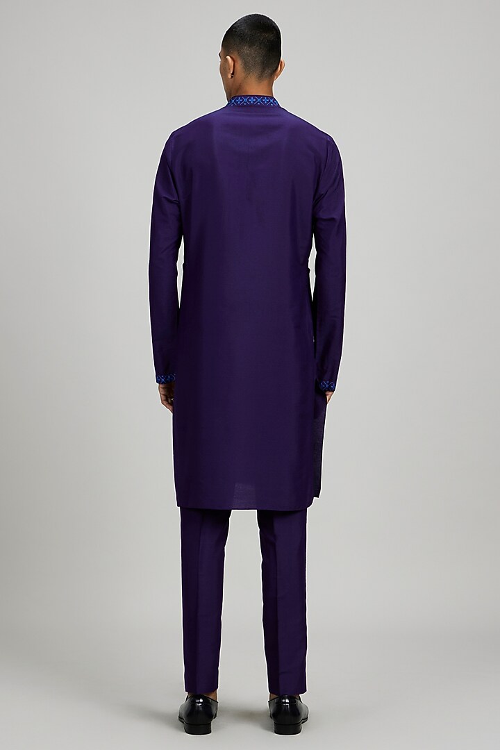 Indigo Blue Cotton Silk Patola Printed Kurta Set by Bubber Couture at Pernia's Pop Up Shop