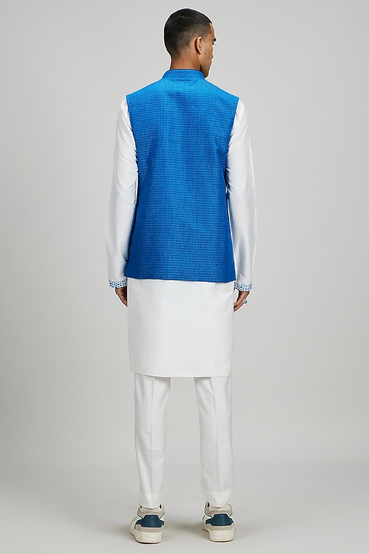 Blue Linen Bundi Jacket by Bubber Couture at Pernia's Pop Up Shop
