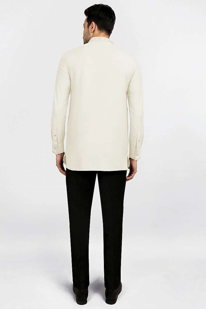Off-White Embroidered Shirt Kurta by Bubber Couture at Pernia's Pop Up Shop