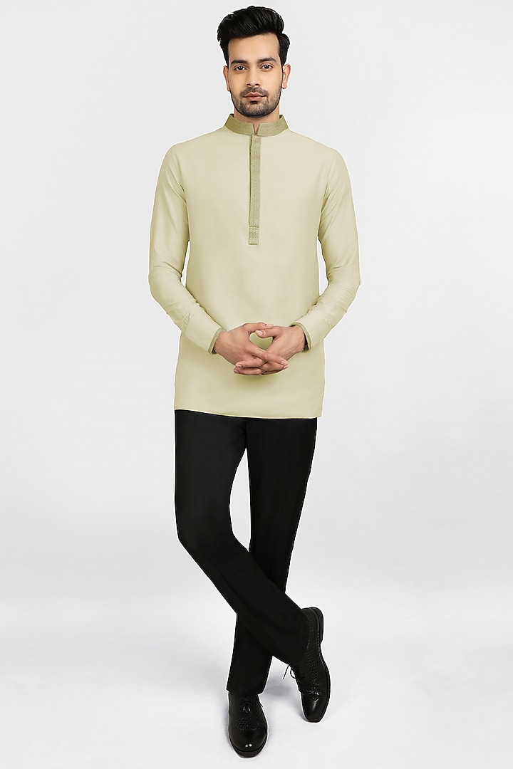 Beige Embroidered Shirt Kurta by Bubber Couture