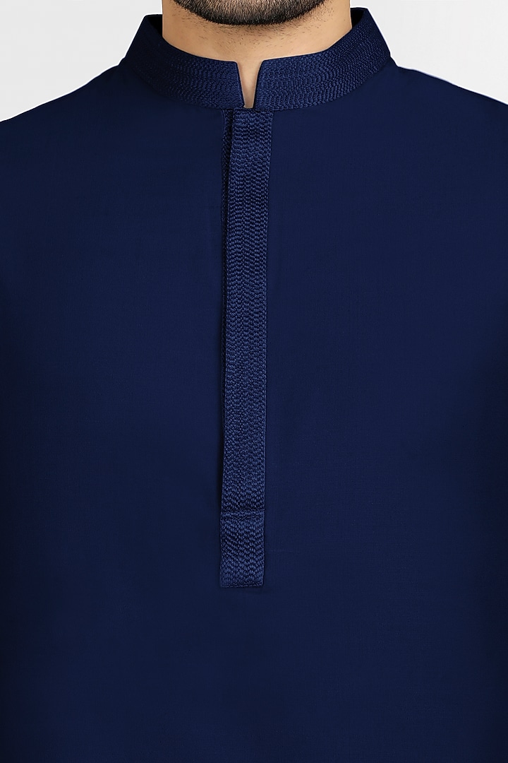 Indigo Blue Embroidered Shirt Kurta by Bubber Couture at Pernia's Pop Up Shop