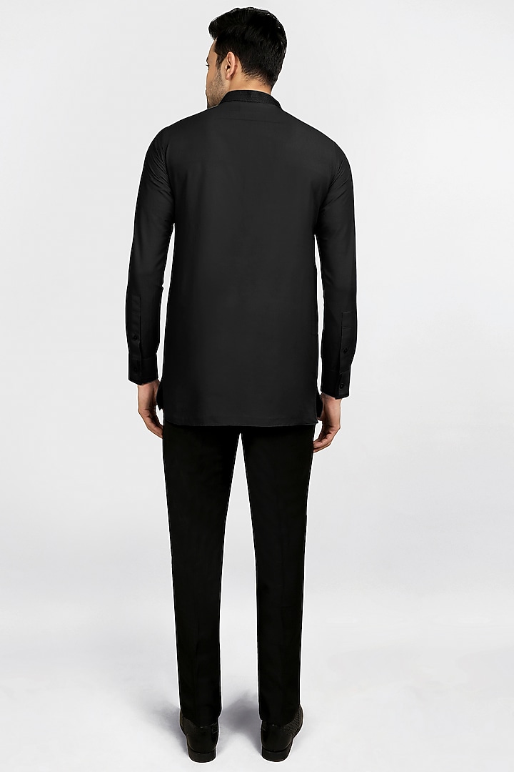Black Embroidered Shirt Kurta by Bubber Couture at Pernia's Pop Up Shop