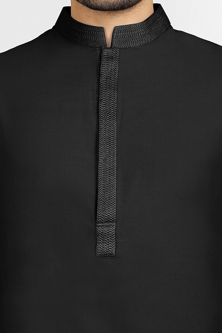 Black Embroidered Shirt Kurta by Bubber Couture at Pernia's Pop Up Shop