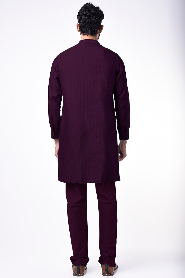 Wine Jacquard Silk Kurta Set by Bubber Couture at Pernia's Pop Up Shop