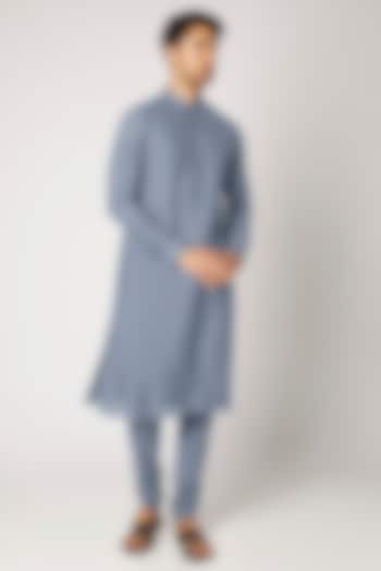 Teal Blue Cotton Silk Kurta Set by Bubber Couture at Pernia's Pop Up Shop