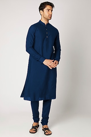 Sapphire Blue Cotton Silk Kurta Set by Bubber Couture