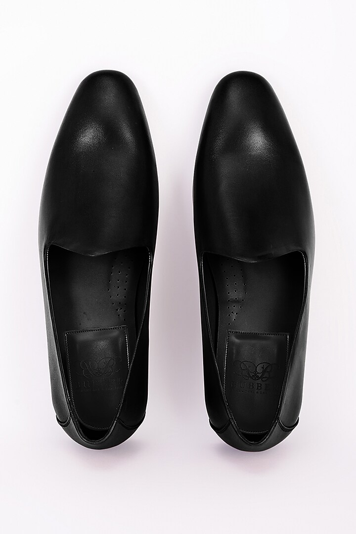 Black Italian Leather Mojris by Bubber Couture at Pernia's Pop Up Shop