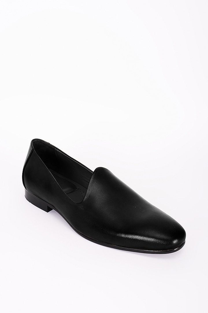 Black Italian Leather Mojris by Bubber Couture at Pernia's Pop Up Shop