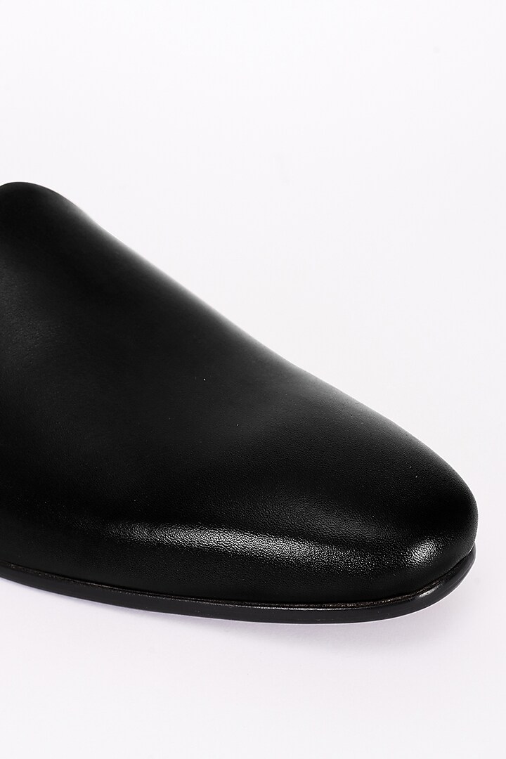 Black Italian Leather Mojris by Bubber Couture at Pernia's Pop Up Shop