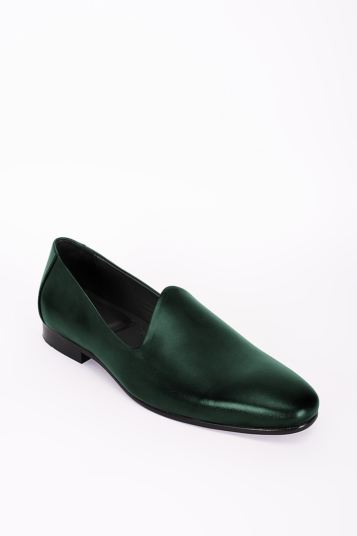 Bottle Green Italian Leather Mojris by Bubber Couture at Pernia's Pop Up Shop