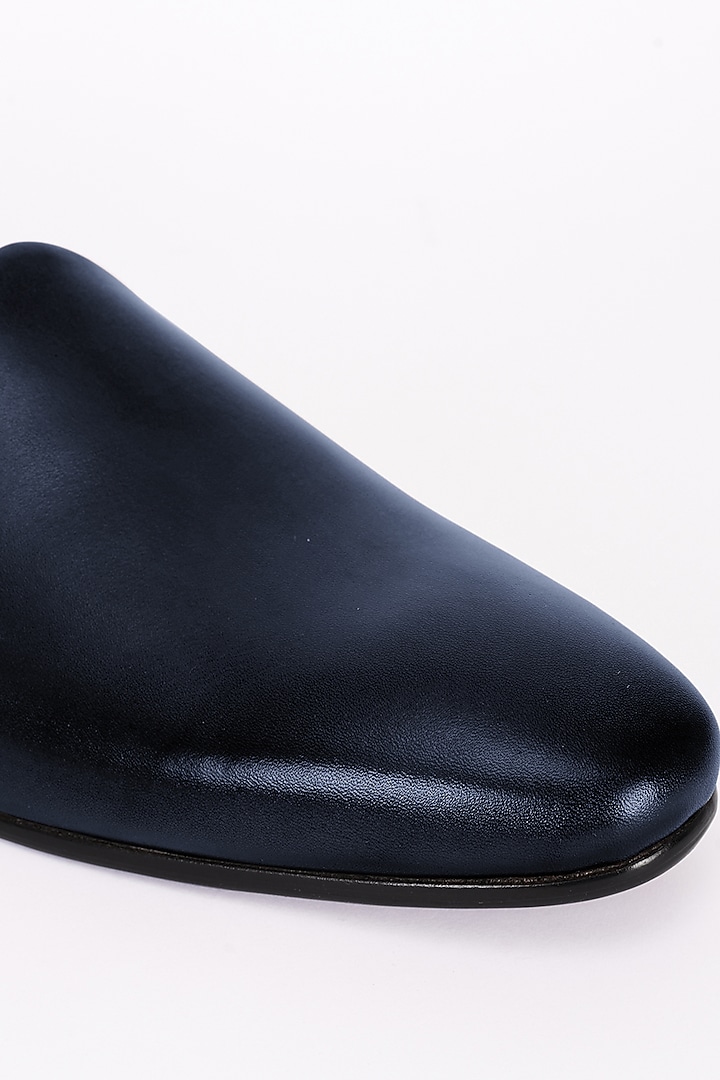 Navy Blue Italian Leather Mojris by Bubber Couture at Pernia's Pop Up Shop