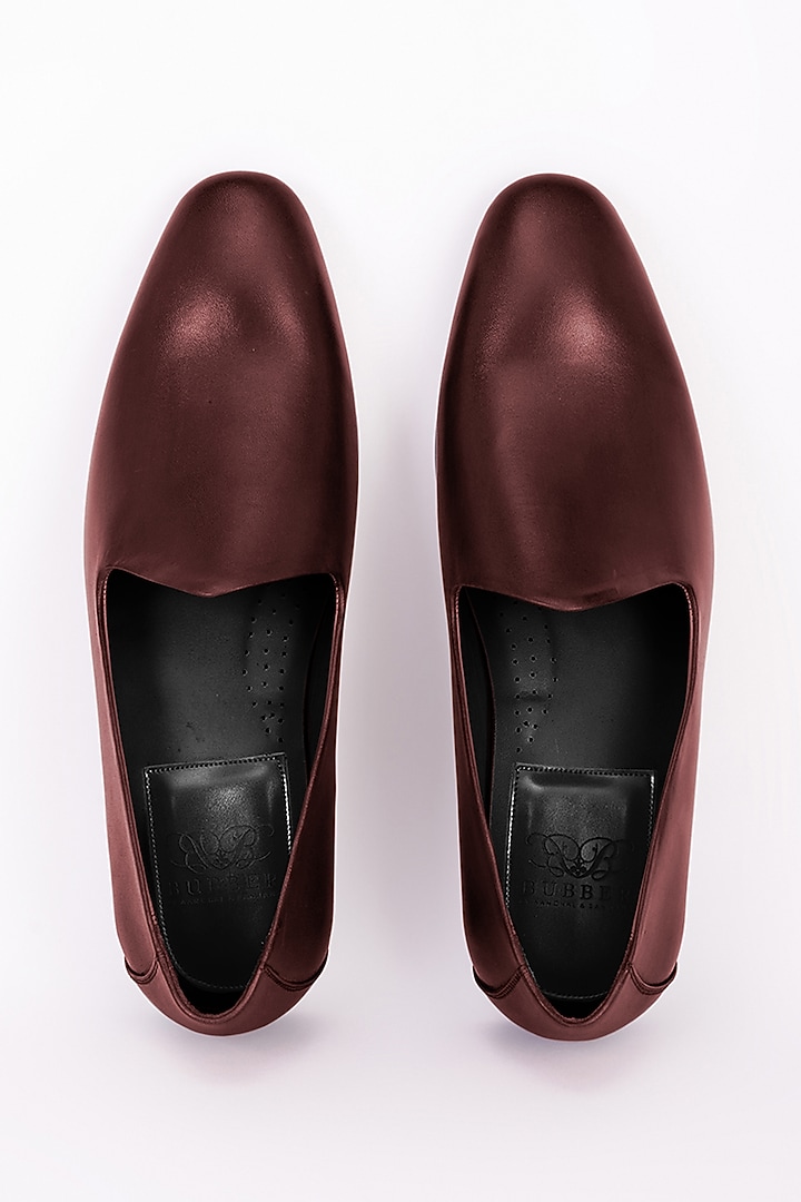 Burgundy Italian Leather Mojris by Bubber Couture at Pernia's Pop Up Shop