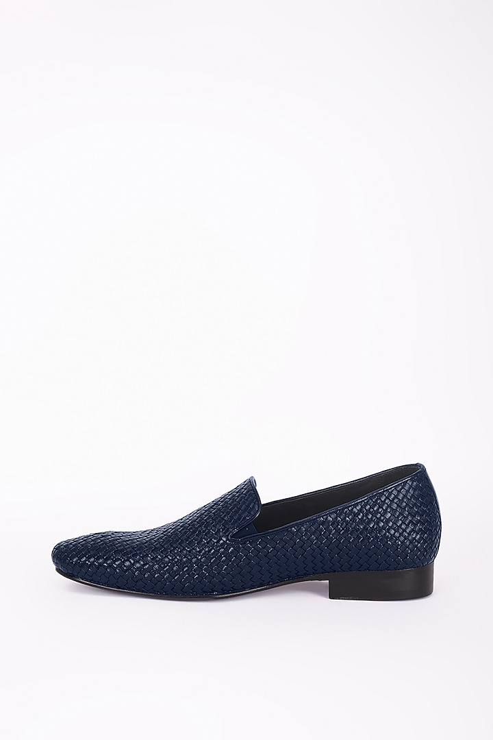 Blue Italian Leather Moccasins by Bubber Couture at Pernia's Pop Up Shop