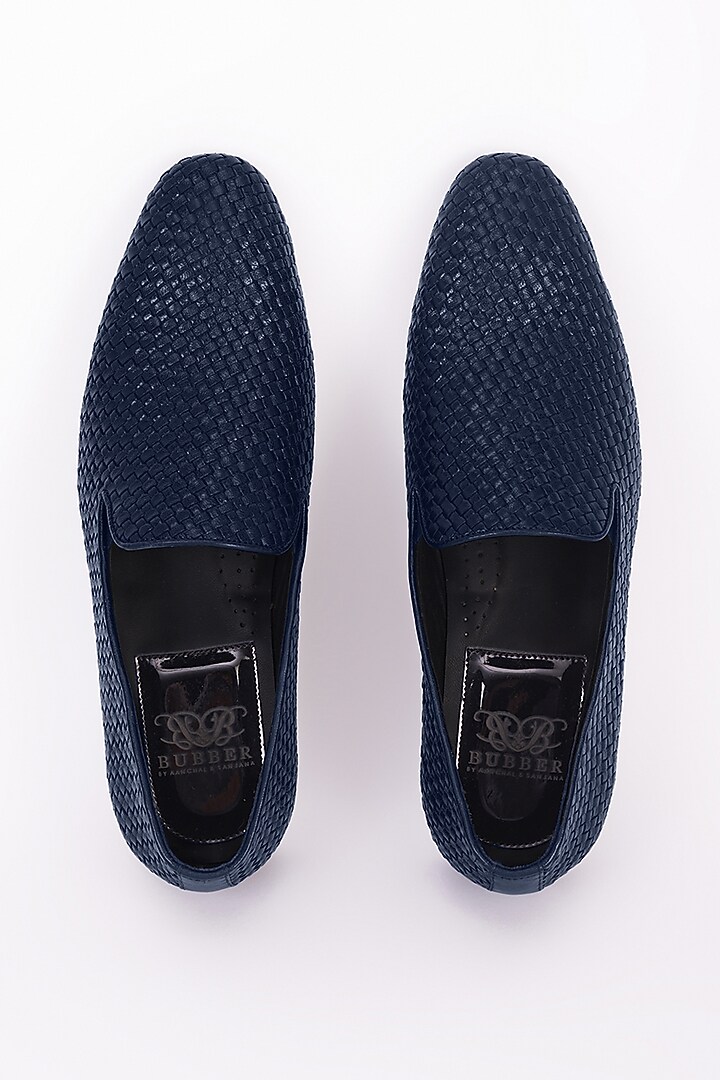 Blue Italian Leather Moccasins by Bubber Couture at Pernia's Pop Up Shop
