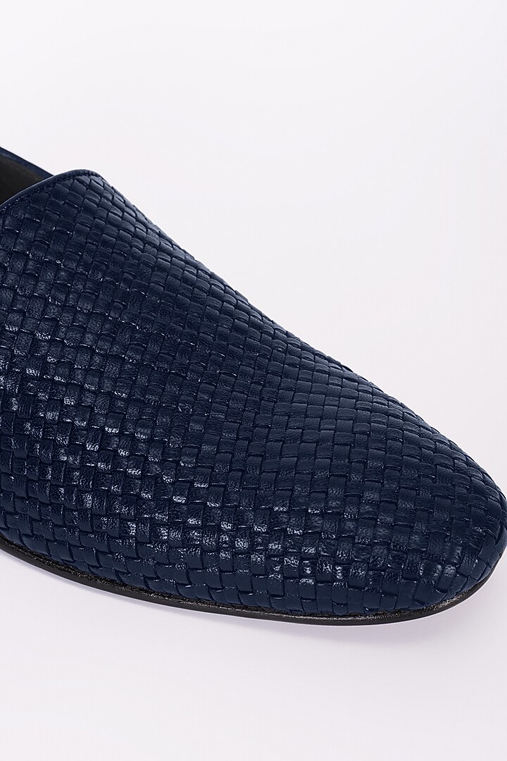 Blue Italian Leather Moccasins by Bubber Couture at Pernia's Pop Up Shop