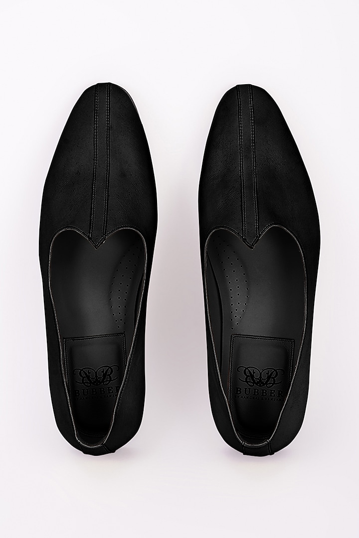 Black Italian Leather Mojris by Bubber Couture at Pernia's Pop Up Shop