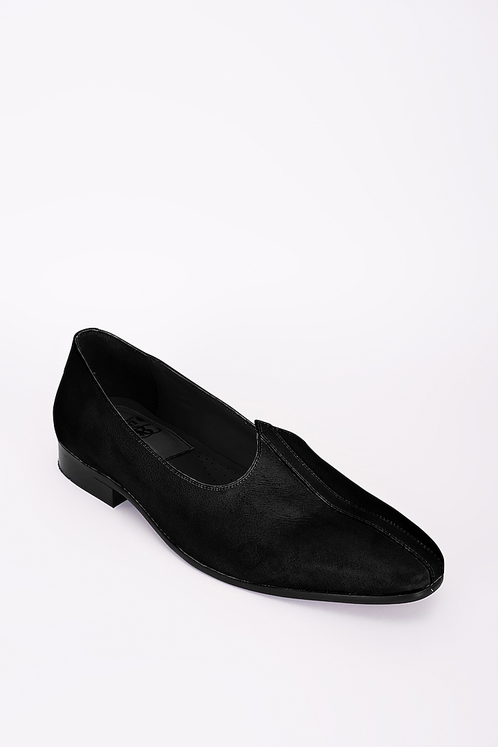Black Italian Leather Mojris by Bubber Couture at Pernia's Pop Up Shop