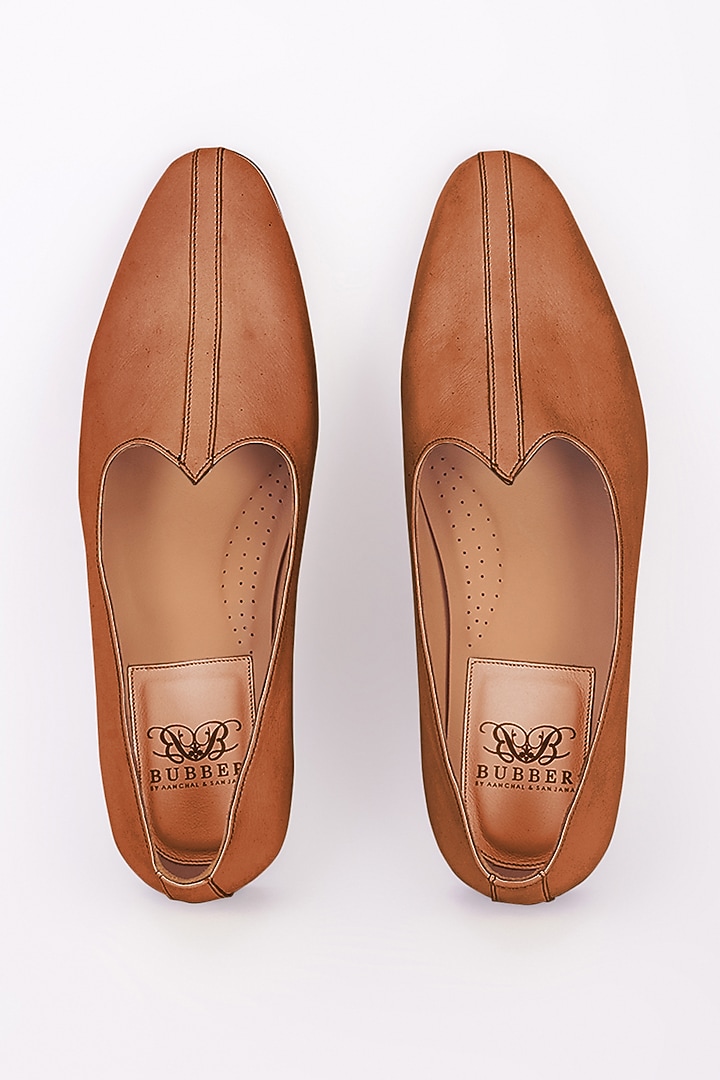 Tan Italian Leather Mojris by Bubber Couture at Pernia's Pop Up Shop