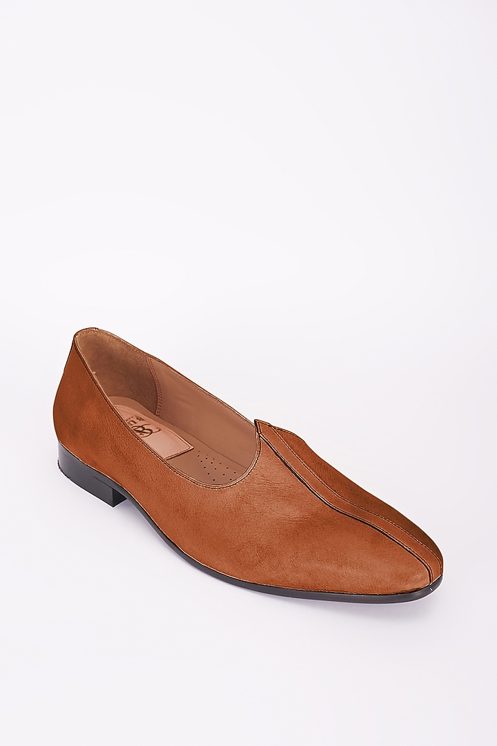 Tan Italian Leather Mojris by Bubber Couture at Pernia's Pop Up Shop