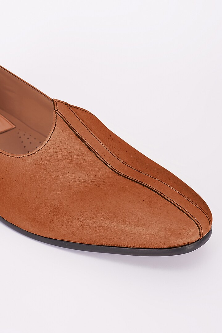 Tan Italian Leather Mojris by Bubber Couture at Pernia's Pop Up Shop