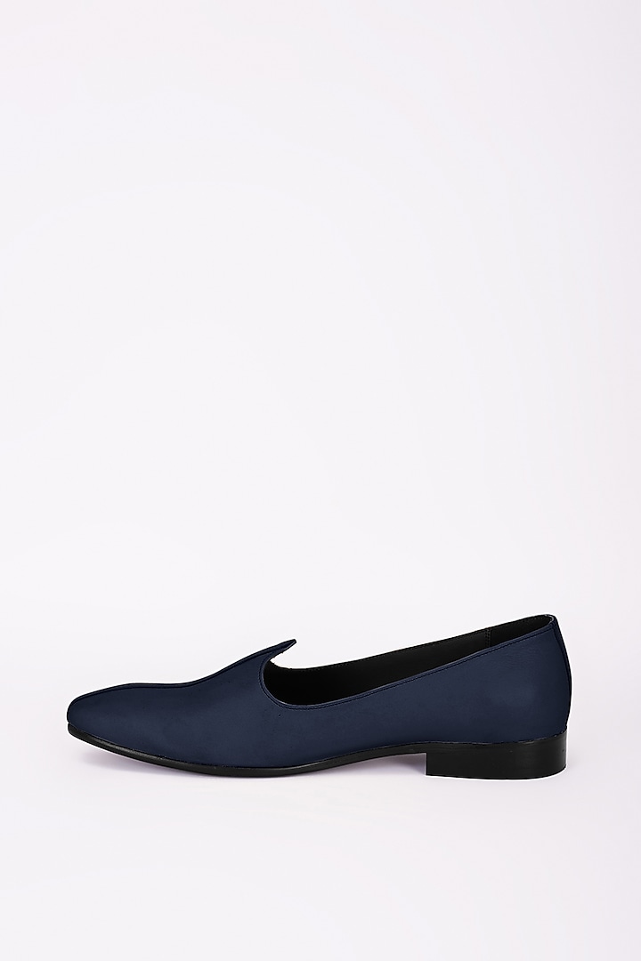 Navy Blue Italian Leather Mojris by Bubber Couture at Pernia's Pop Up Shop