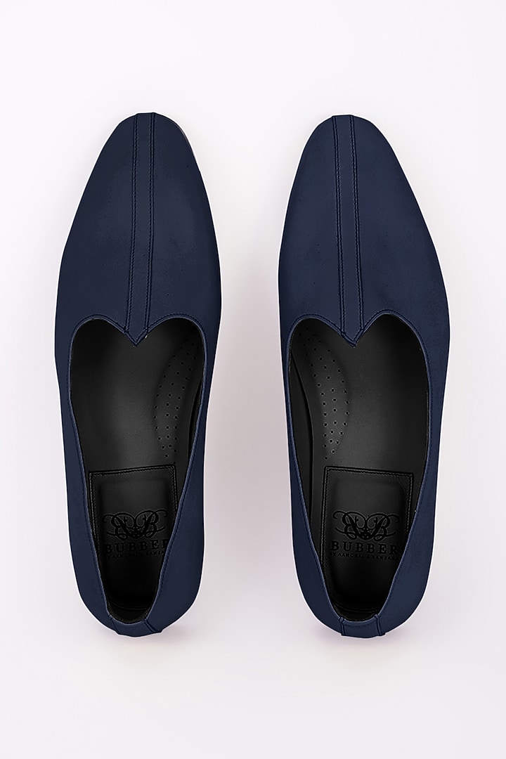 Navy Blue Italian Leather Mojris by Bubber Couture at Pernia's Pop Up Shop