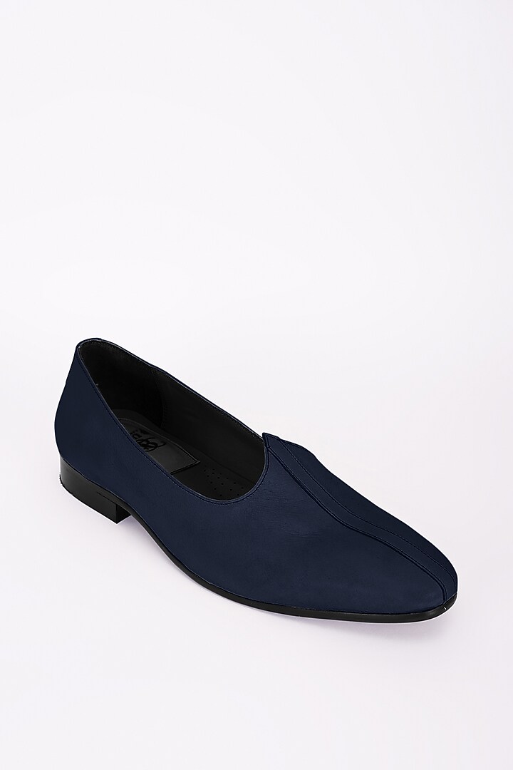 Navy Blue Italian Leather Mojris by Bubber Couture at Pernia's Pop Up Shop