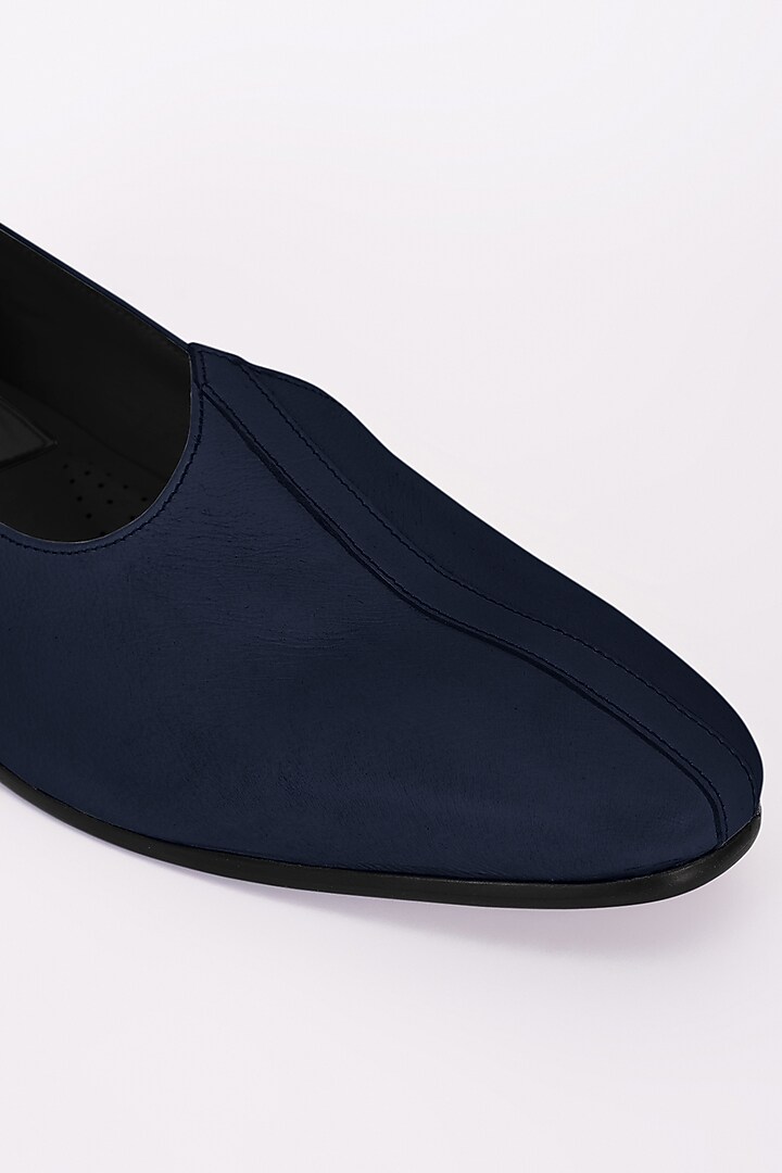 Navy Blue Italian Leather Mojris by Bubber Couture at Pernia's Pop Up Shop