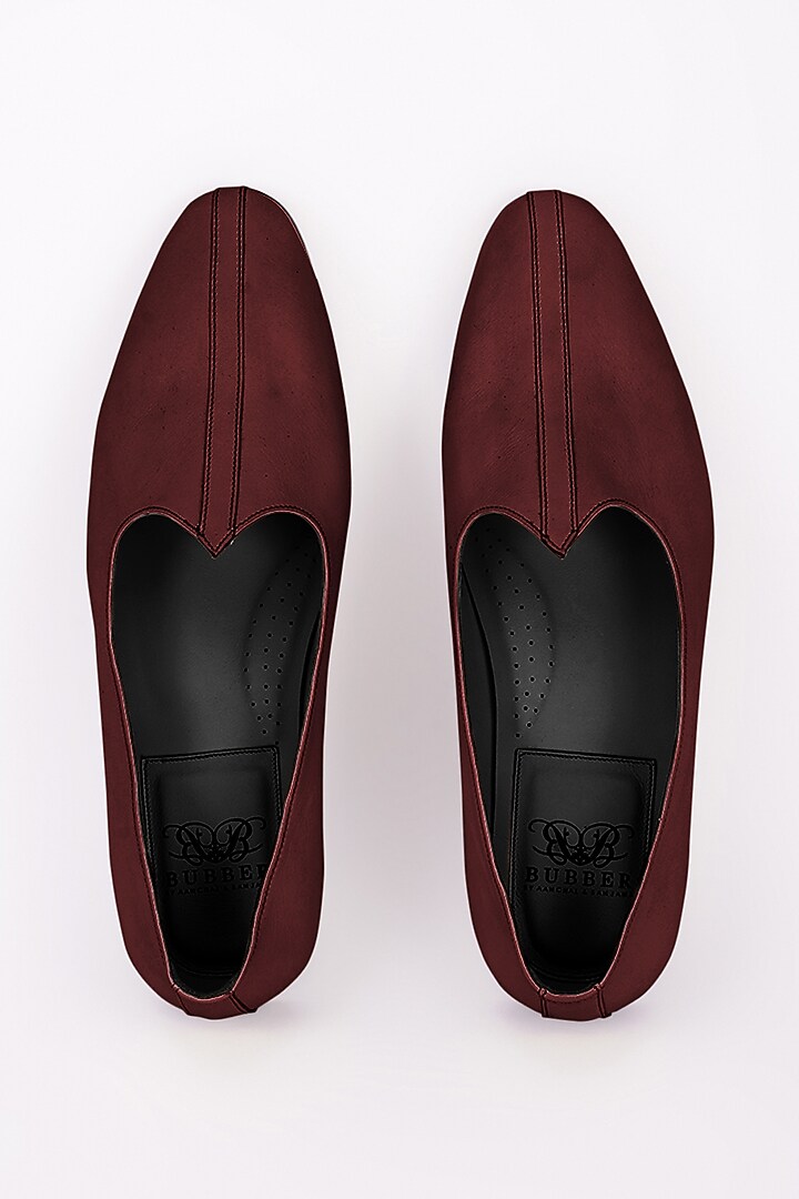 Burgundy Italian Leather Mojris by Bubber Couture at Pernia's Pop Up Shop