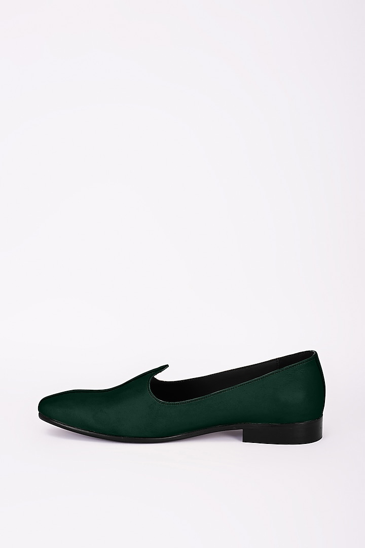 Bottle Green Italian Leather Mojris by Bubber Couture at Pernia's Pop Up Shop