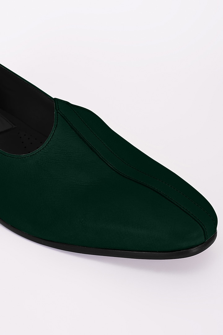 Bottle Green Italian Leather Mojris by Bubber Couture at Pernia's Pop Up Shop