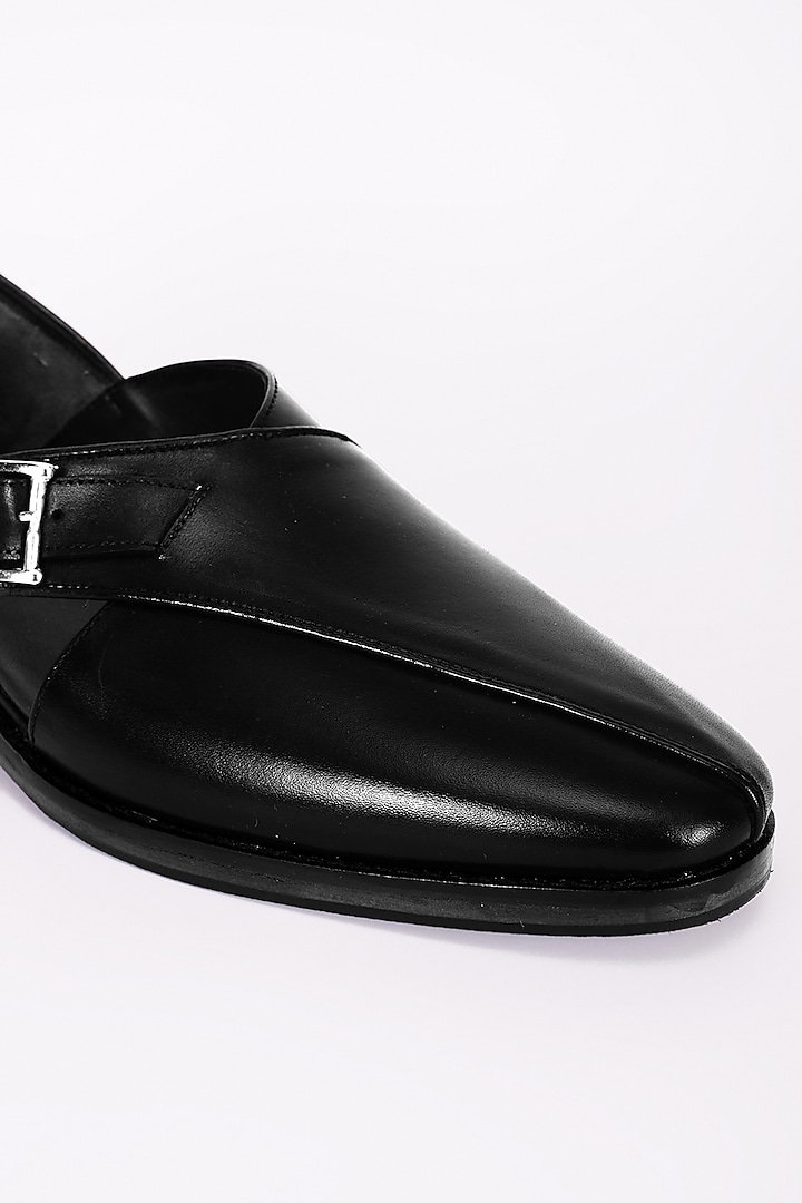 Black Italian Leather Peshawari Sandals by Bubber Couture at Pernia's Pop Up Shop