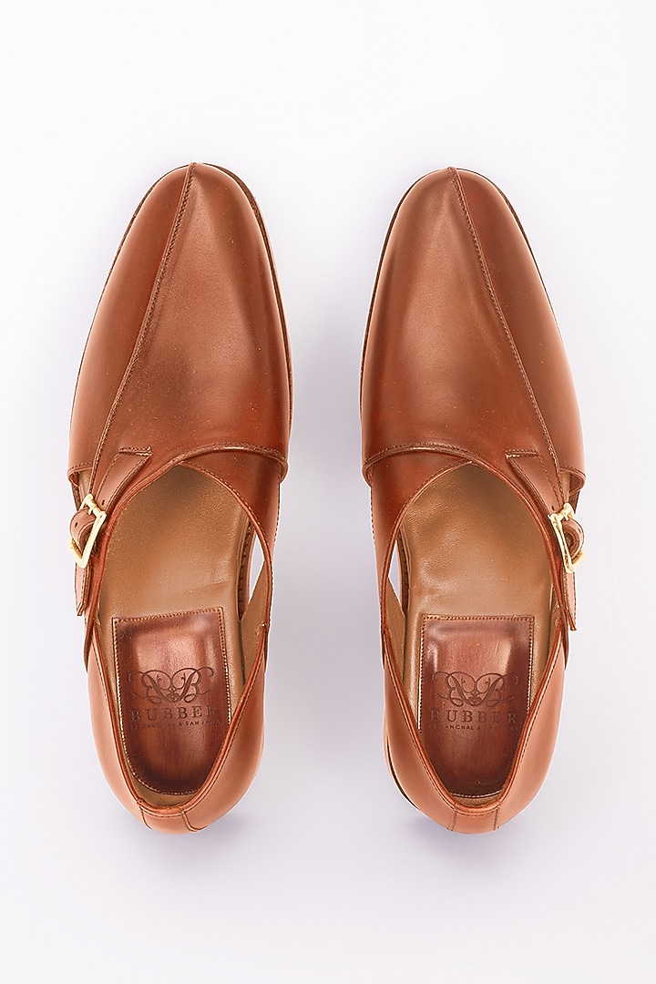 Tan Italian Leather Peshawari Sandals by Bubber Couture at Pernia's Pop Up Shop