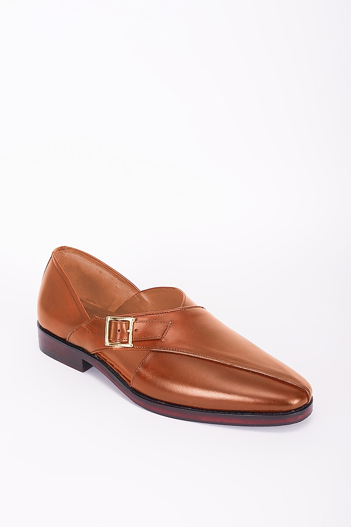 Tan Italian Leather Peshawari Sandals by Bubber Couture at Pernia's Pop Up Shop