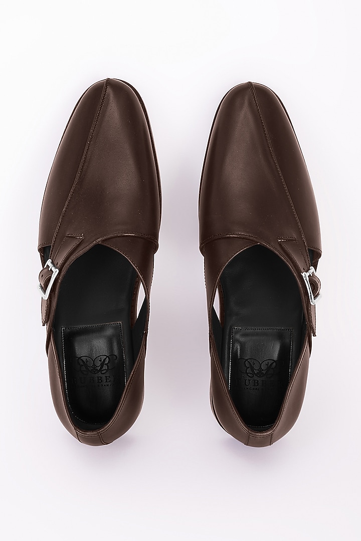 Brown Italian Leather Peshawari Sandals by Bubber Couture at Pernia's Pop Up Shop