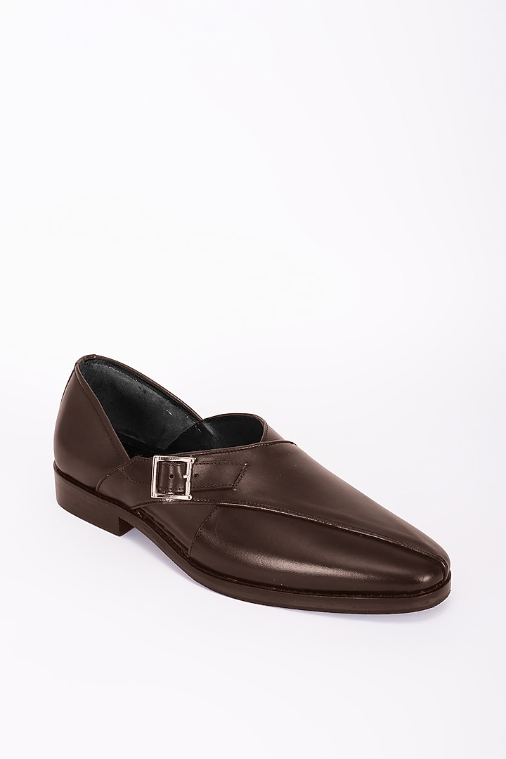 Brown Italian Leather Peshawari Sandals by Bubber Couture at Pernia's Pop Up Shop