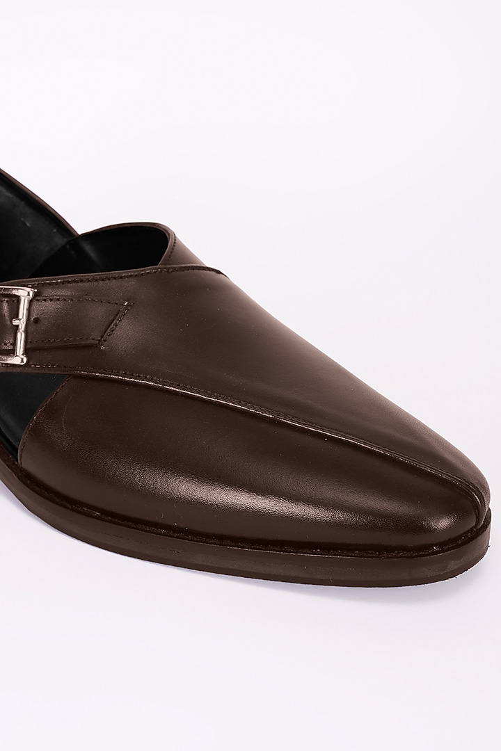Brown Italian Leather Peshawari Sandals by Bubber Couture at Pernia's Pop Up Shop