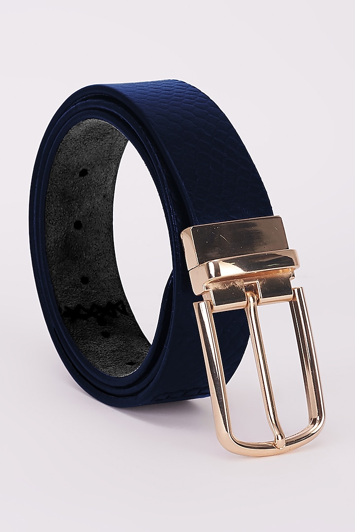 Navy Blue Italian Leather Belt by Bubber Couture