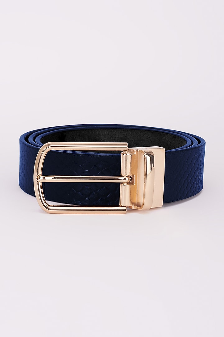 Navy Blue Italian Leather Belt by Bubber Couture at Pernia's Pop Up Shop