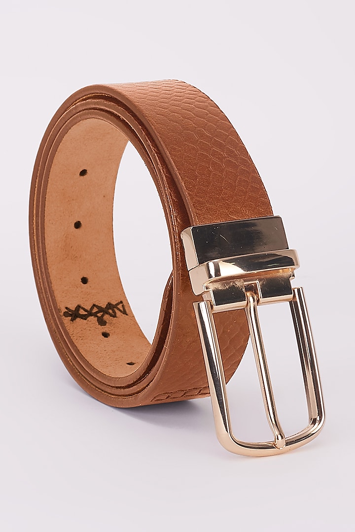 Tan Italian Leather Belt by Bubber Couture