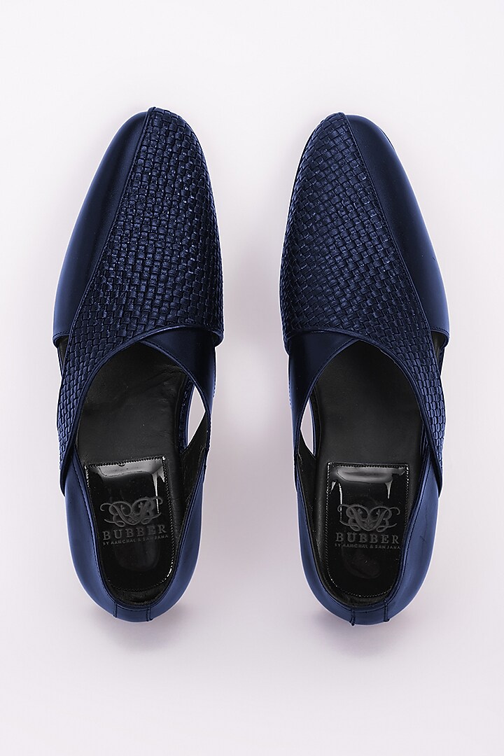 Navy Blue Italian Leather Peshawari Sandals by Bubber Couture at Pernia's Pop Up Shop