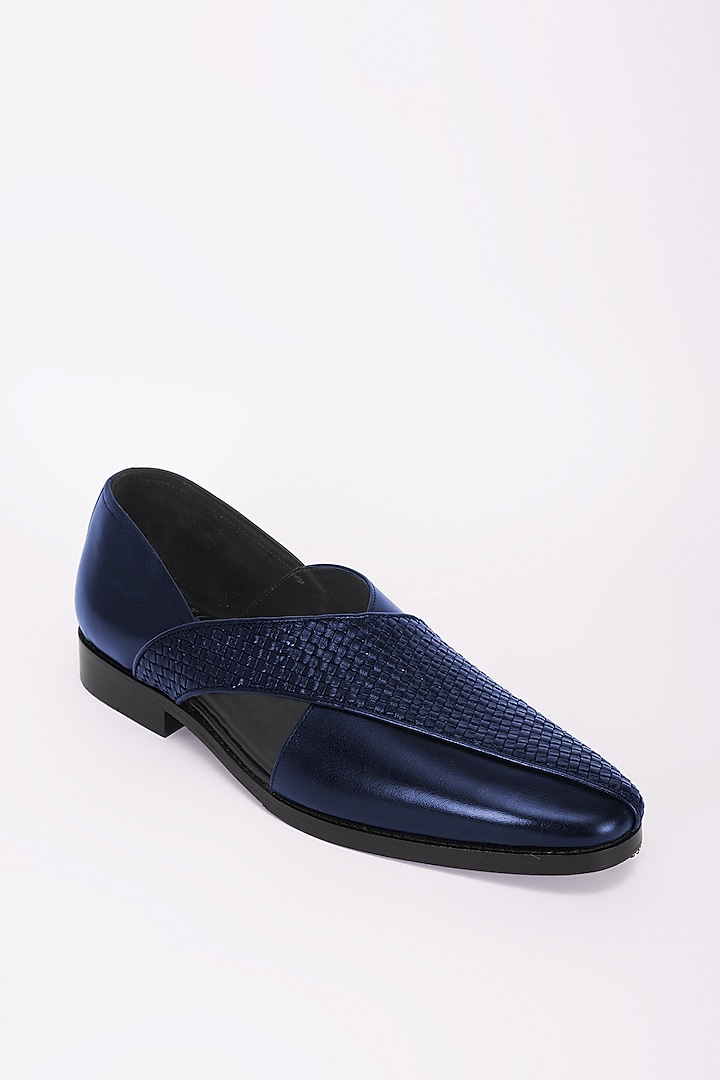 Navy Blue Italian Leather Peshawari Sandals by Bubber Couture at Pernia's Pop Up Shop