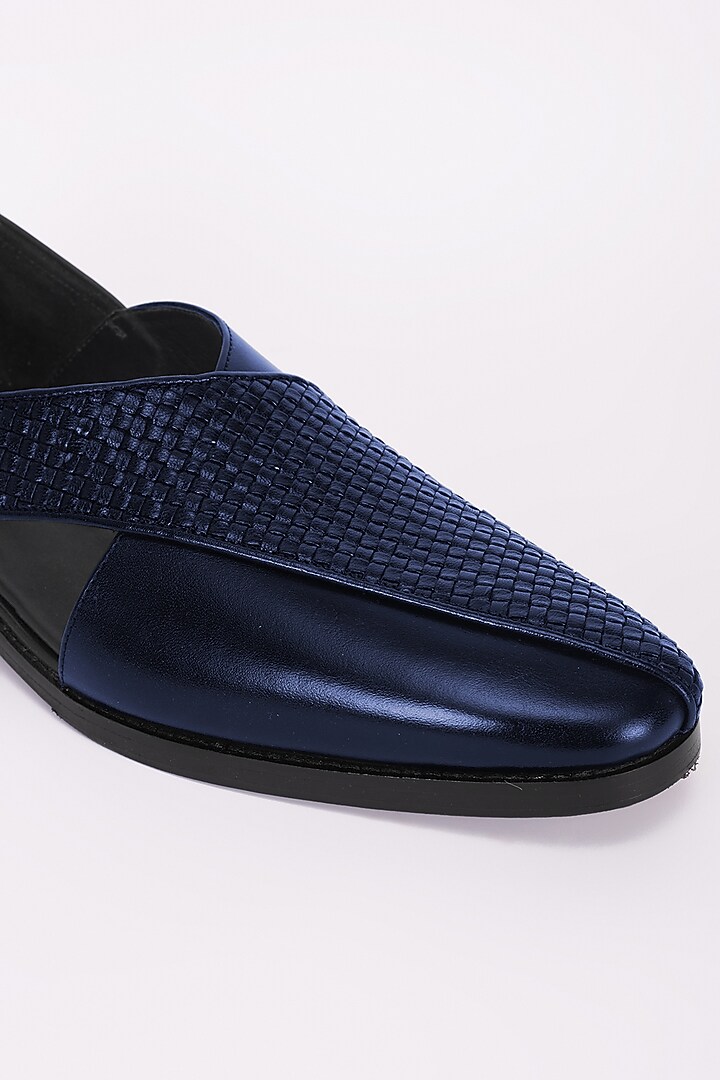 Navy Blue Italian Leather Peshawari Sandals by Bubber Couture at Pernia's Pop Up Shop
