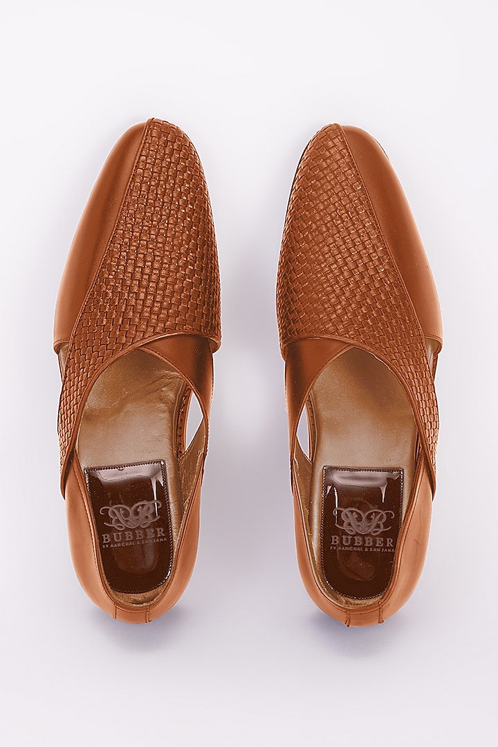 Tan Italian Leather Peshawari Sandals by Bubber Couture at Pernia's Pop Up Shop