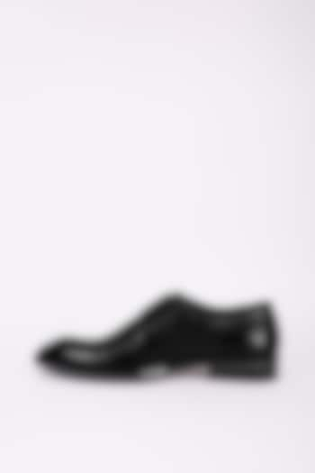 Black Italian Leather Monk Strap Shoes by Bubber Couture