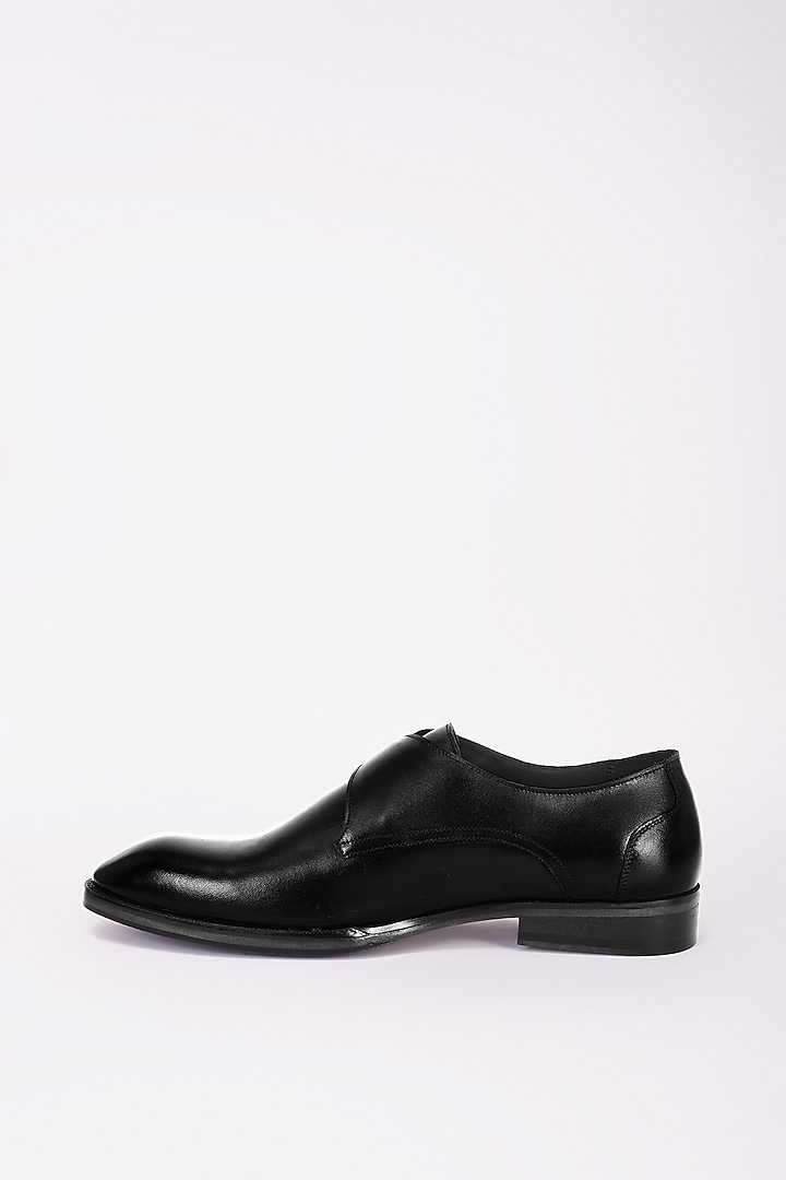 Black Italian Leather Monk Strap Shoes by Bubber Couture at Pernia's Pop Up Shop